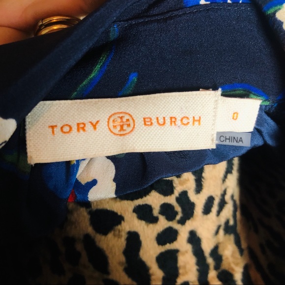 Tory Burch Floral Gabrielle Tie Neck Silk Dress - Picture 7 of 8